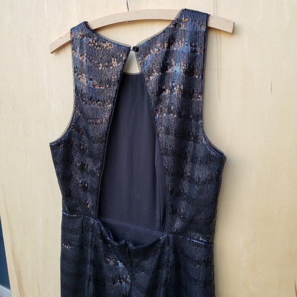 BCBGMaxAzria Black NERA Sequin Open Back Dress -10 - Picture 13 of 16